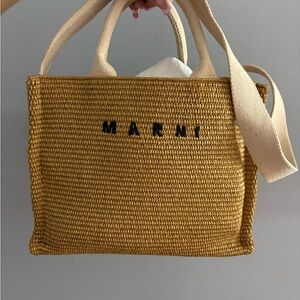 Marni Tan Woven Tote Bag